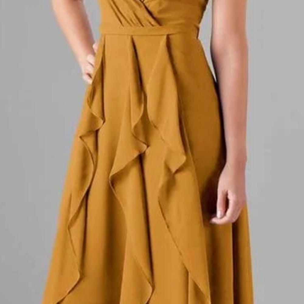 Elegant Mustard Ruffle Dress